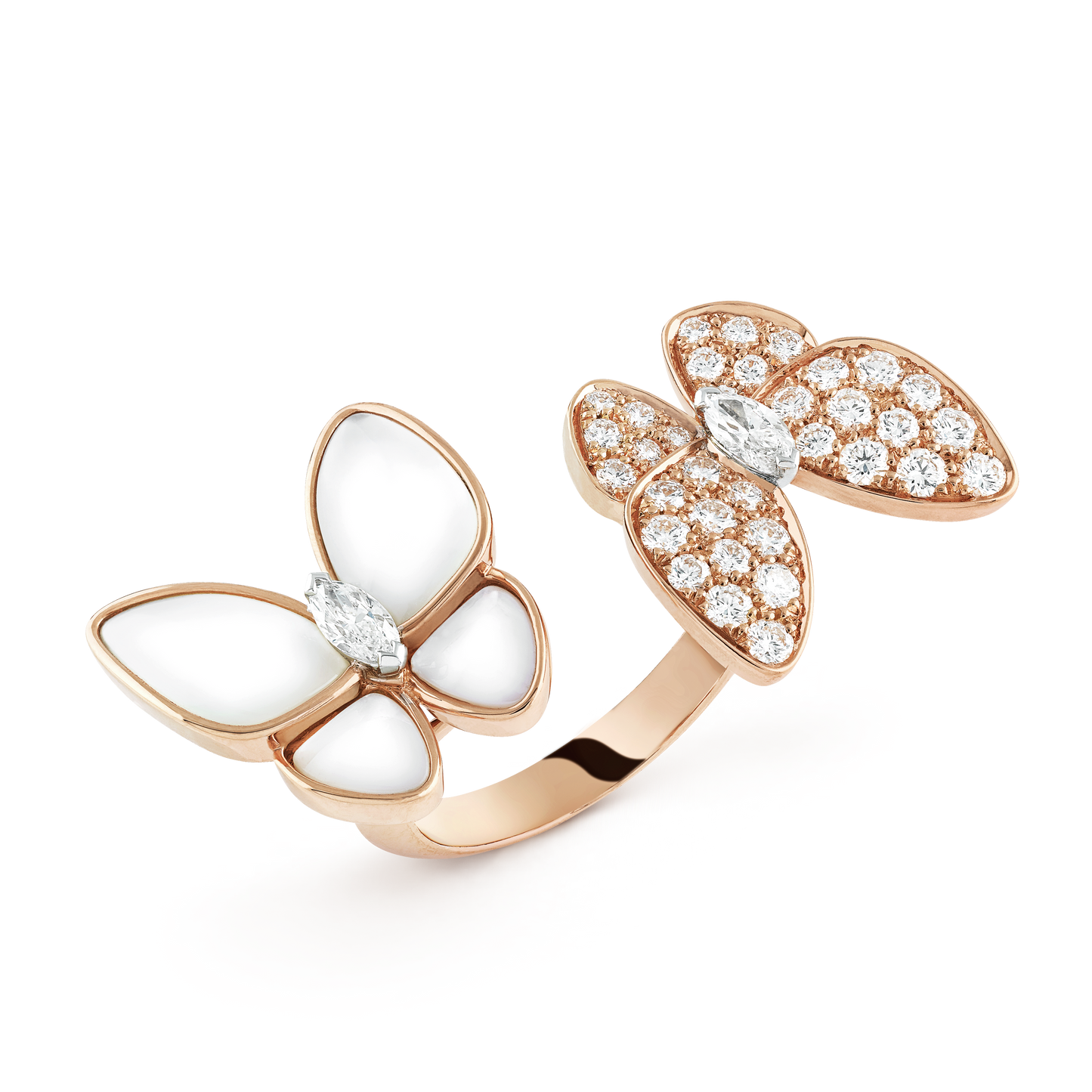 18K wo Butterfly Between the Finger Pearl Ring