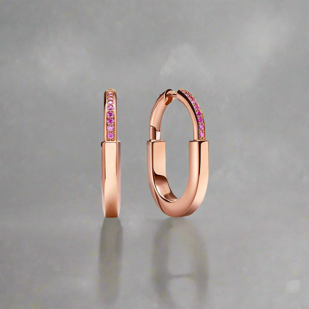 18K T Lock ROSÉ Edition Medium Earrings