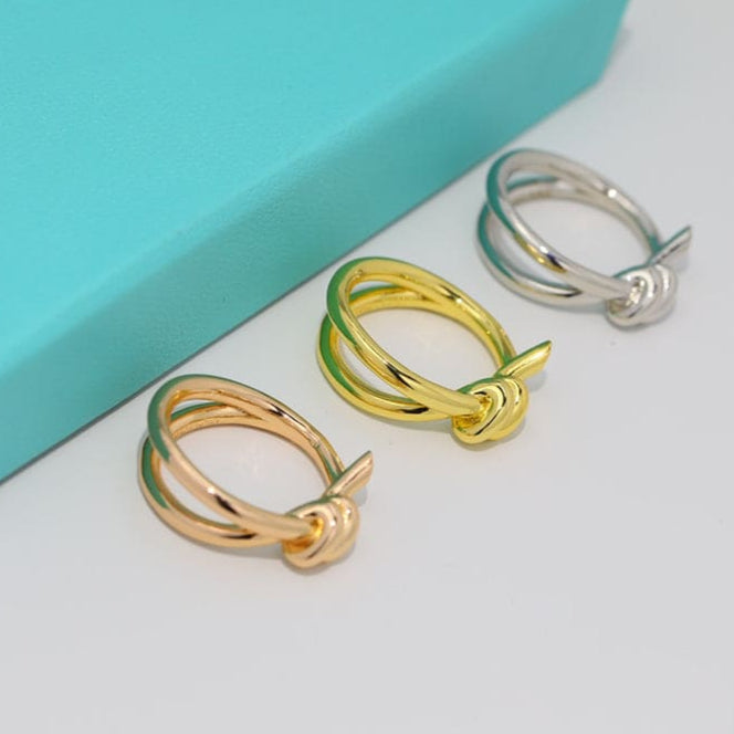 18K Rose Gold T Knot Double Row Ring