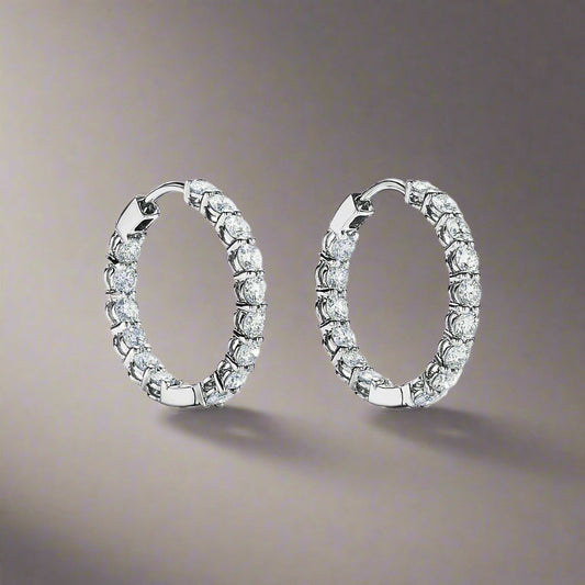 18K T Hoop Diamonds Earrings