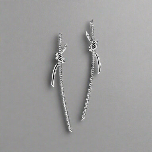 18K T Knot Drop Diamonds Earrings