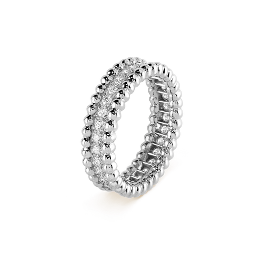 18K White Gold Perlée Diamonds Ring