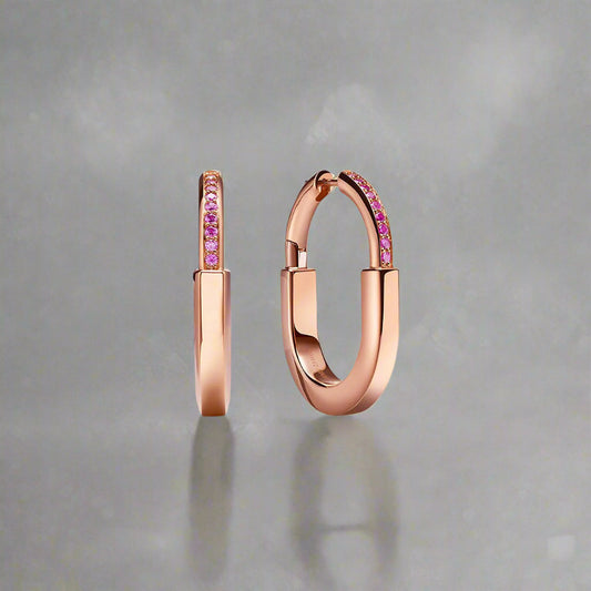 18K T Lock ROSÉ Edition Medium Earrings