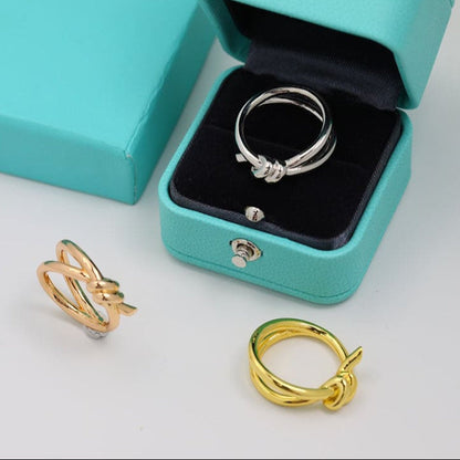 18K Yellow Gold Knot Double Row Ring
