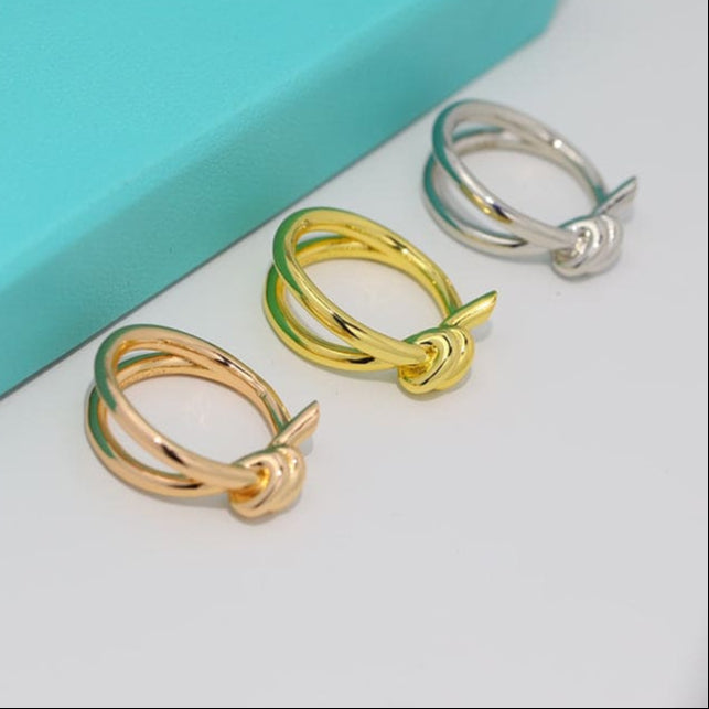 18K Yellow Gold Knot Double Row Ring