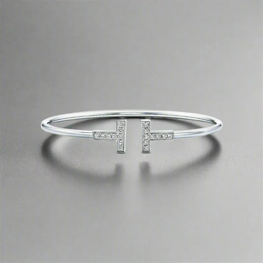 18K T Diamond Wire Bracelet