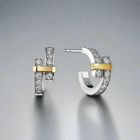 18K T Edge Hoop Earrings