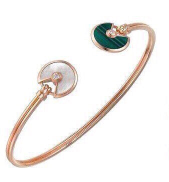 18K Amulette Malachite Pearl & Diamond Open Bracelet