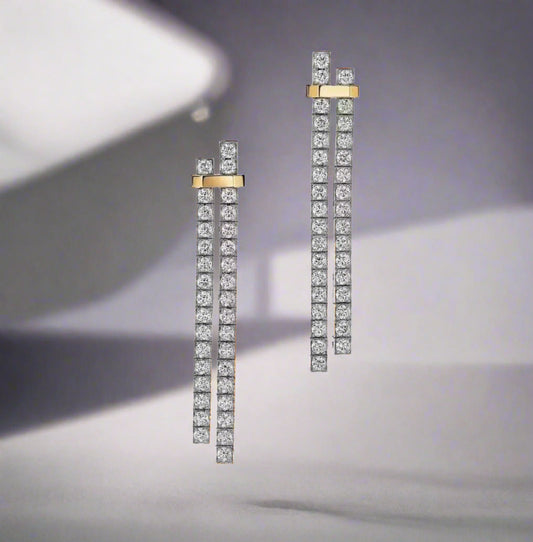 18K T Edge Drop Earrings
