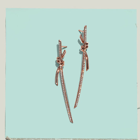18K T Knot Drop Diamonds Earrings