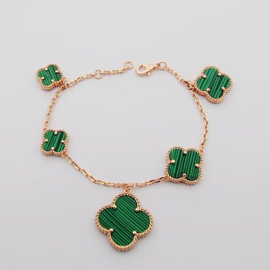 18K Magic Alhambra Five Malachite Motifs Bracelet