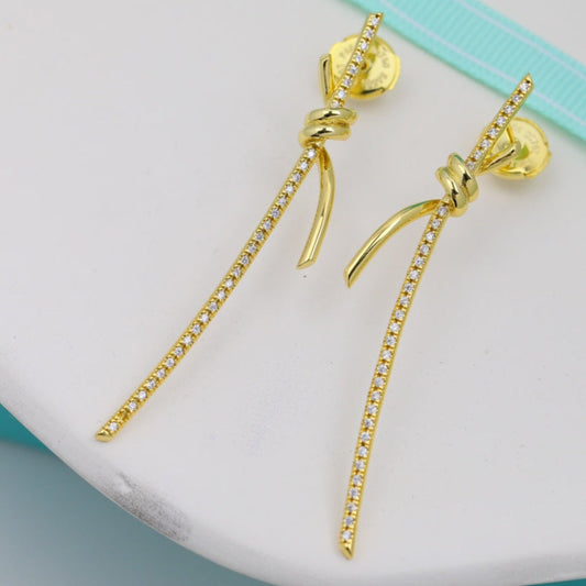 18K T Knot Drop Diamonds Earrings